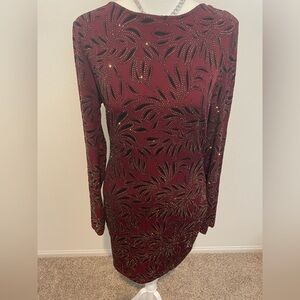 Windsor Deep Red Long Sleeve Dress